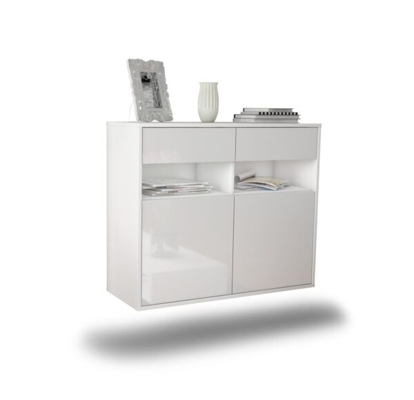 Sideboard North Las Vegas, Weiß, hängend (92x79x35cm)