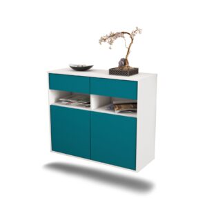 Sideboard North Las Vegas, Türkis, hängend (92x79x35cm)