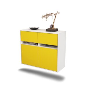 Sideboard Akron, Gelb, hängend (92x79x35cm)