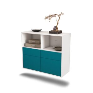 Sideboard Moreno Valley, Türkis, hängend (92x79x35cm)