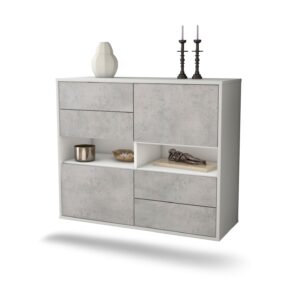 Sideboard Oxnard, Beton, hängend (92x79x35cm)