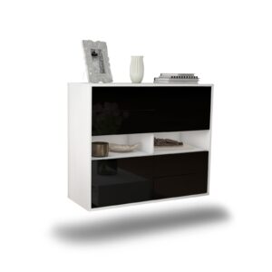 Sideboard Oxnard, Schwarz, hängend (92x79x35cm)