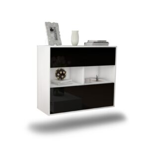 Sideboard Newport News, Schwarz, hängend (92x79x35cm)