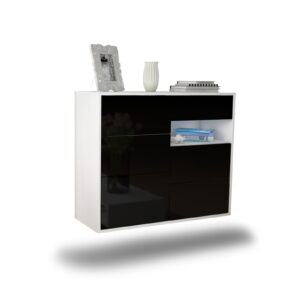 Sideboard Huntsville, Schwarz, hängend (92x79x35cm)