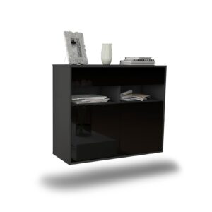 Sideboard North Las Vegas, Schwarz, hängend (92x79x35cm)