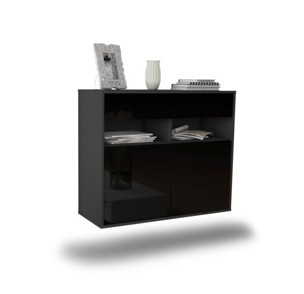 Sideboard North Las Vegas, Schwarz, hängend (92x79x35cm)