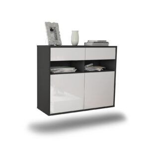 Sideboard North Las Vegas, Weiß, hängend (92x79x35cm)