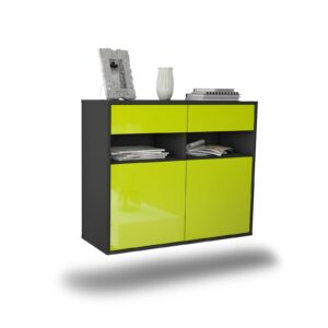 Sideboard North Las Vegas, Grün, hängend (92x79x35cm)