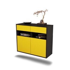 Sideboard North Las Vegas, Gelb, hängend (92x79x35cm)
