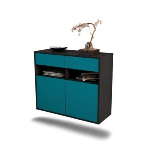 Sideboard North Las Vegas, Türkis, hängend (92x79x35cm)