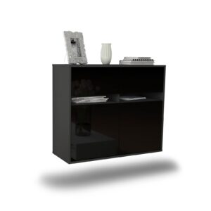 Sideboard Akron, Schwarz, hängend (92x79x35cm)