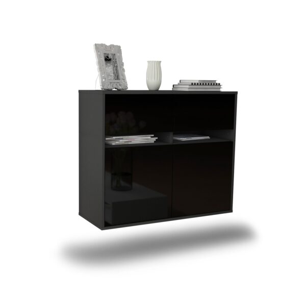 Sideboard Akron, Schwarz, hängend (92x79x35cm)