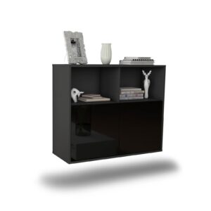 Sideboard Rochester, Schwarz, hängend (92x79x35cm)