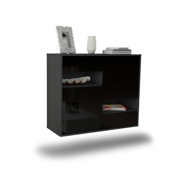 Sideboard Spokane, Schwarz, hängend (92x79x35cm)