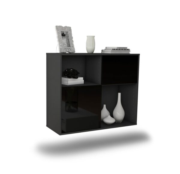 Sideboard Shreveport, Schwarz, hängend (92x79x35cm)