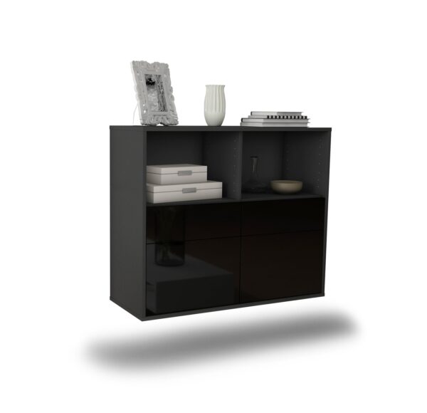 Sideboard Moreno Valley, Schwarz, hängend (92x79x35cm)