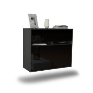 Sideboard Fort Lauderdale, Schwarz, hängend (92x79x35cm)