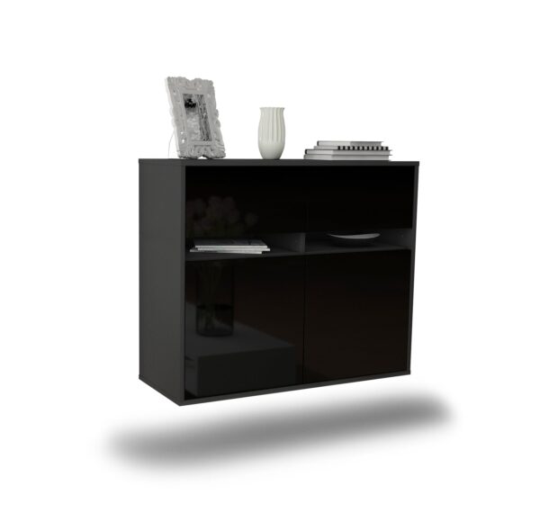 Sideboard Fort Lauderdale, Schwarz, hängend (92x79x35cm)