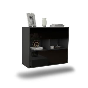 Sideboard Newport News, Schwarz, hängend (92x79x35cm)