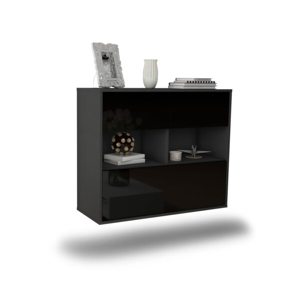 Sideboard Newport News, Schwarz, hängend (92x79x35cm)