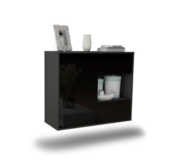 Sideboard Brownsville, Schwarz, hängend (92x79x35cm)
