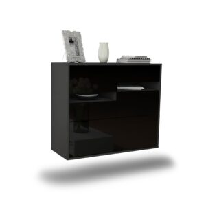Sideboard Fayetteville, Schwarz, hängend (92x79x35cm)