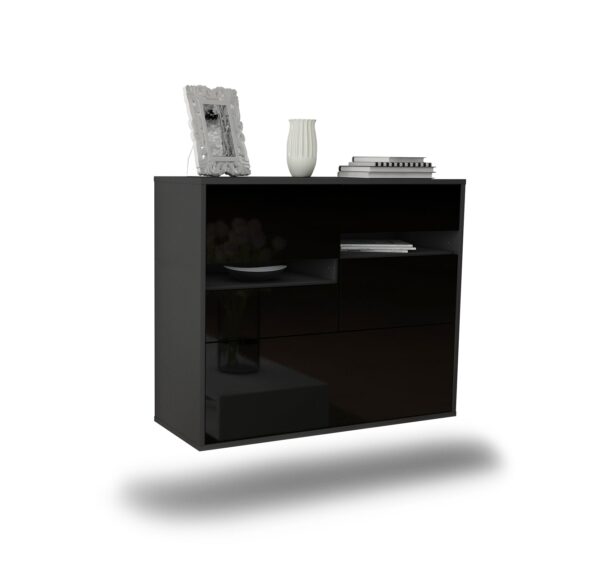 Sideboard Fayetteville, Schwarz, hängend (92x79x35cm)
