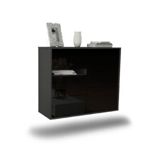 Sideboard Ontario, Schwarz, hängend (92x79x35cm)