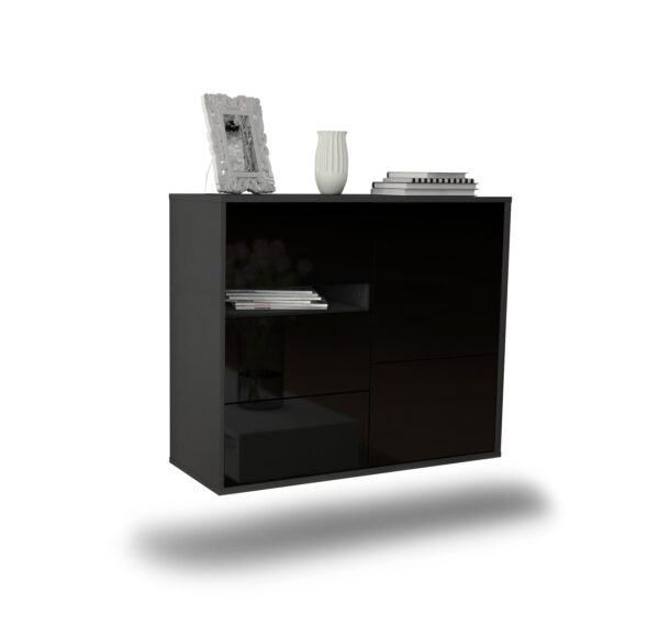 Sideboard Ontario, Schwarz, hängend (92x79x35cm)