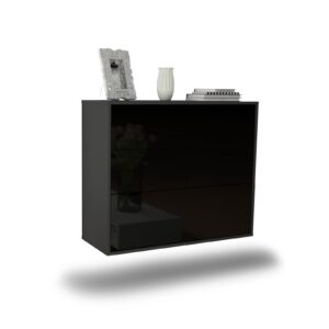 Sideboard Rancho Cucamonga, Schwarz, hängend (92x79x35cm)