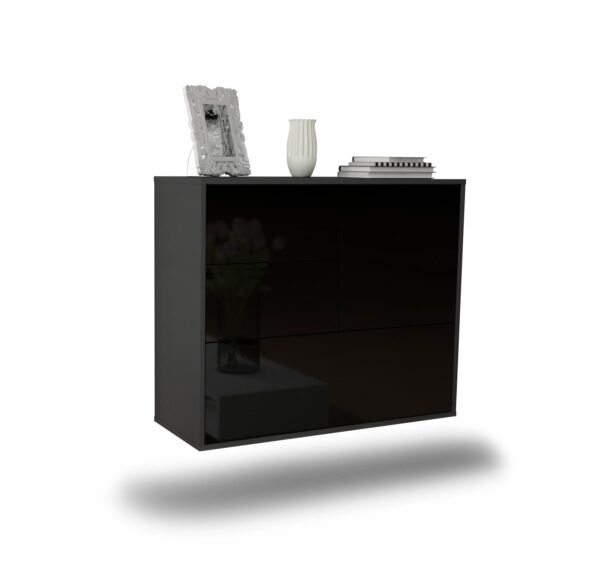 Sideboard Rancho Cucamonga, Schwarz, hängend (92x79x35cm)