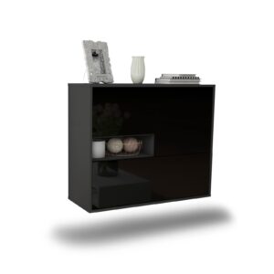 Sideboard Santa Clarita, Schwarz, hängend (92x79x35cm)