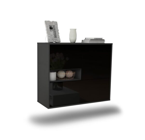 Sideboard Santa Clarita, Schwarz, hängend (92x79x35cm)