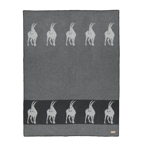 Eskimo Wohndecke Arosa anthrazit/grau Steinbock Merinowolle 140x180
