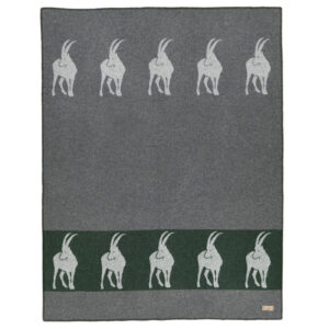 Eskimo Wohndecke Arosa grün/grau Steinbock Merinowolle 140x180