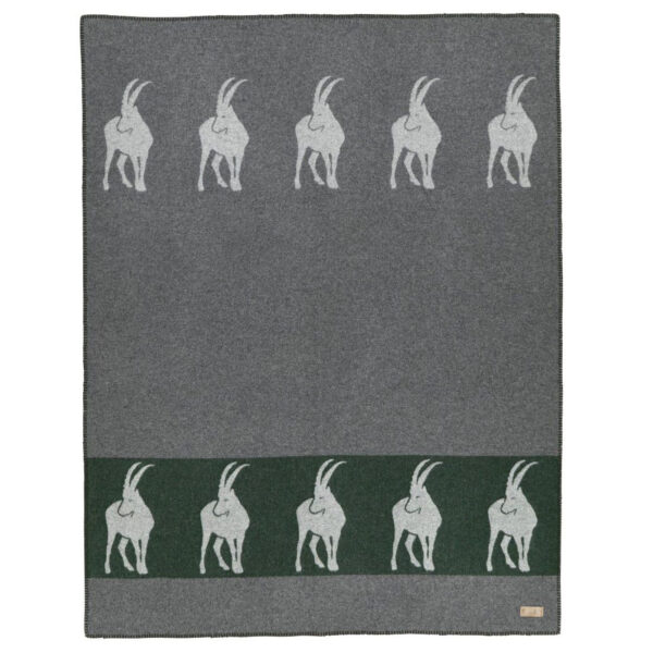 Eskimo Wohndecke Arosa grün/grau Steinbock Merinowolle 140x180
