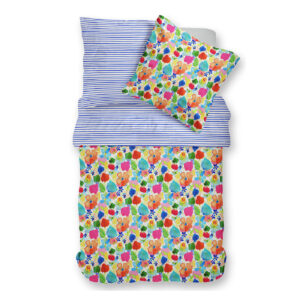Bettwäsche Mako Satin Sympathica 5311 Blumen Blüten Streifen 135x200